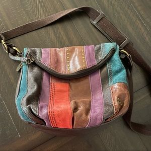 The Sak Leather Multi Color Crossbody Bag Bohemian Colorful